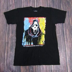 Ghost‎ Face Shirt Mens Medium Black Neo Expressionism Horror Graphic Halloween